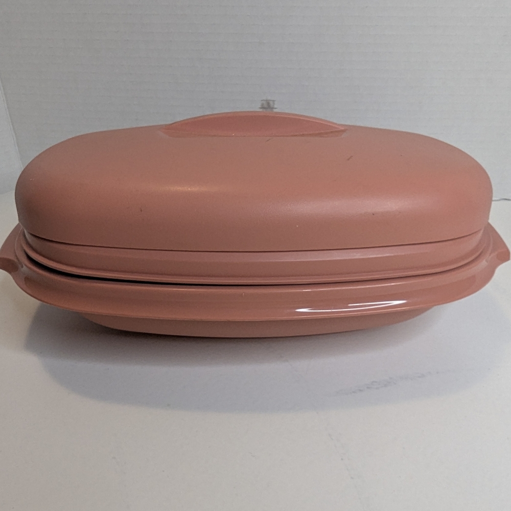 Vintage Tupperware Microwave Food Steamer 6 Cup Dusty Rose 4-Pieces 1273-6  EUC